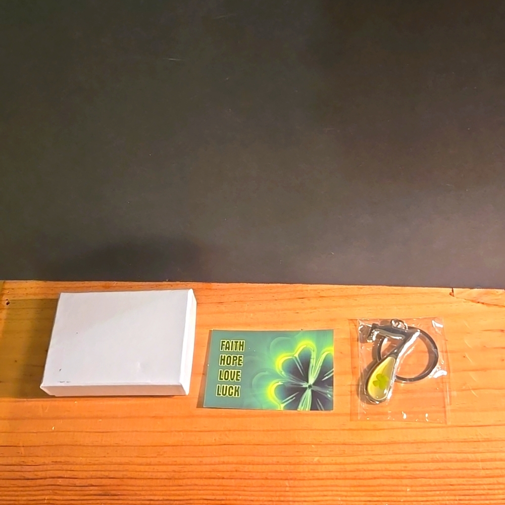 RARE NEW LUCKY 7 FOUR LEAF CLOVER LUCK FAITH HOPE LOVE KEYCHAIN KEY BOX BOYD